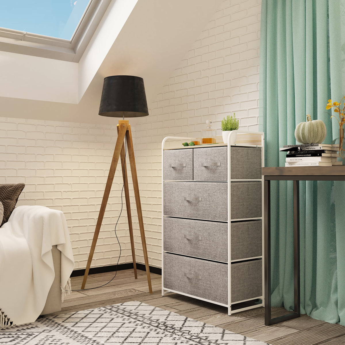 Cool Gray 7 Drawer Fabric Dresser E780