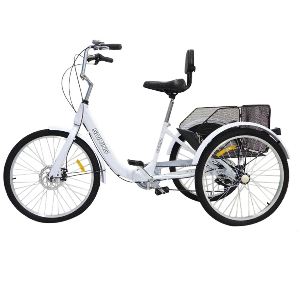 24-Inch 7-Speed Foldable Tricycle Cruiser Bike with Basket X1595