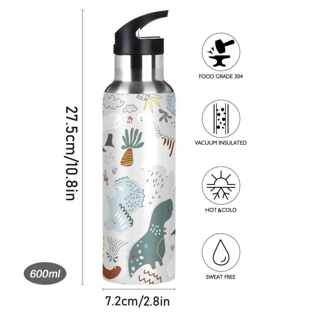 Green Stainless Steel Insulated Water Bottle with Straw Lid C2366