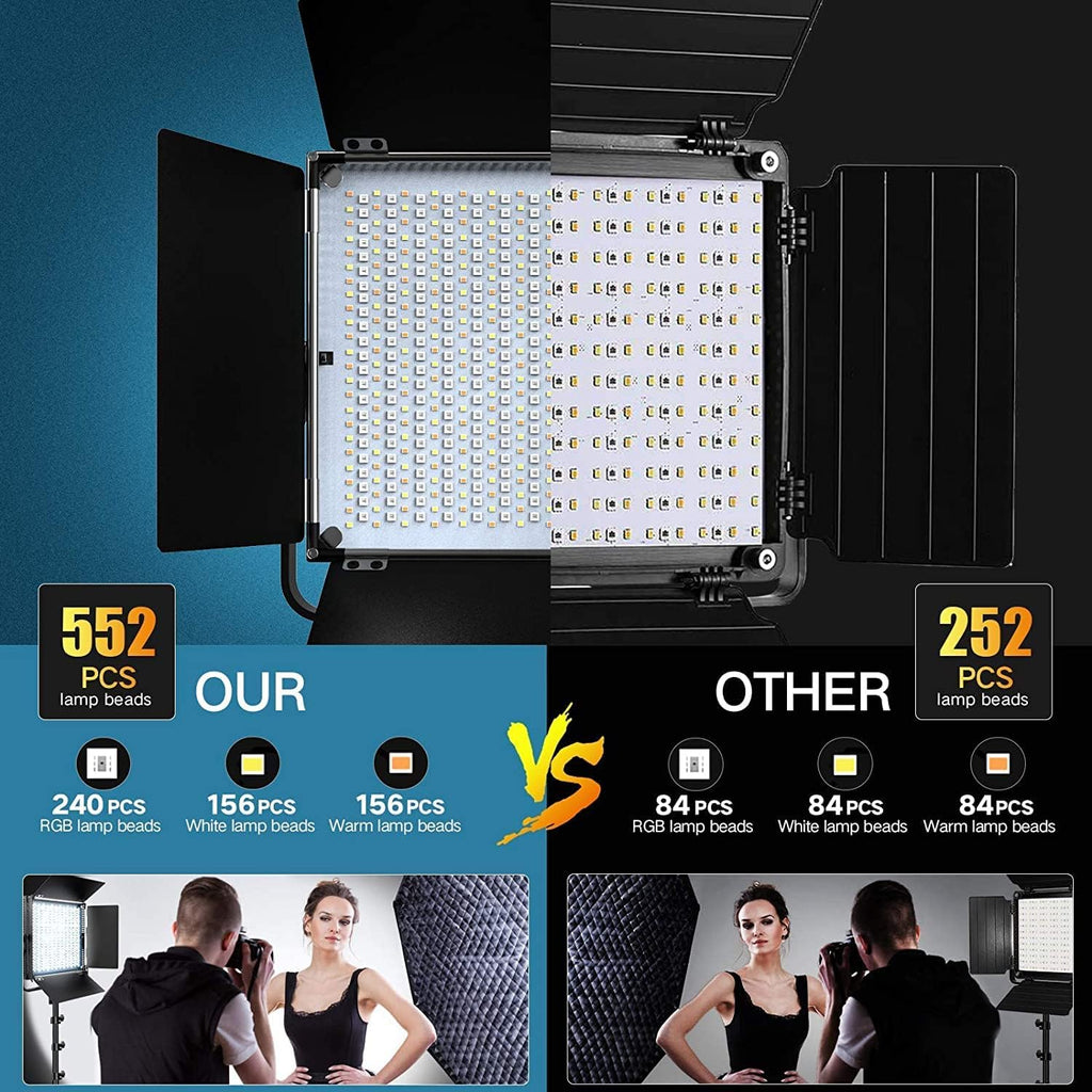 RGB LED Video Light with Wireless Remote, 2 Packs N539724