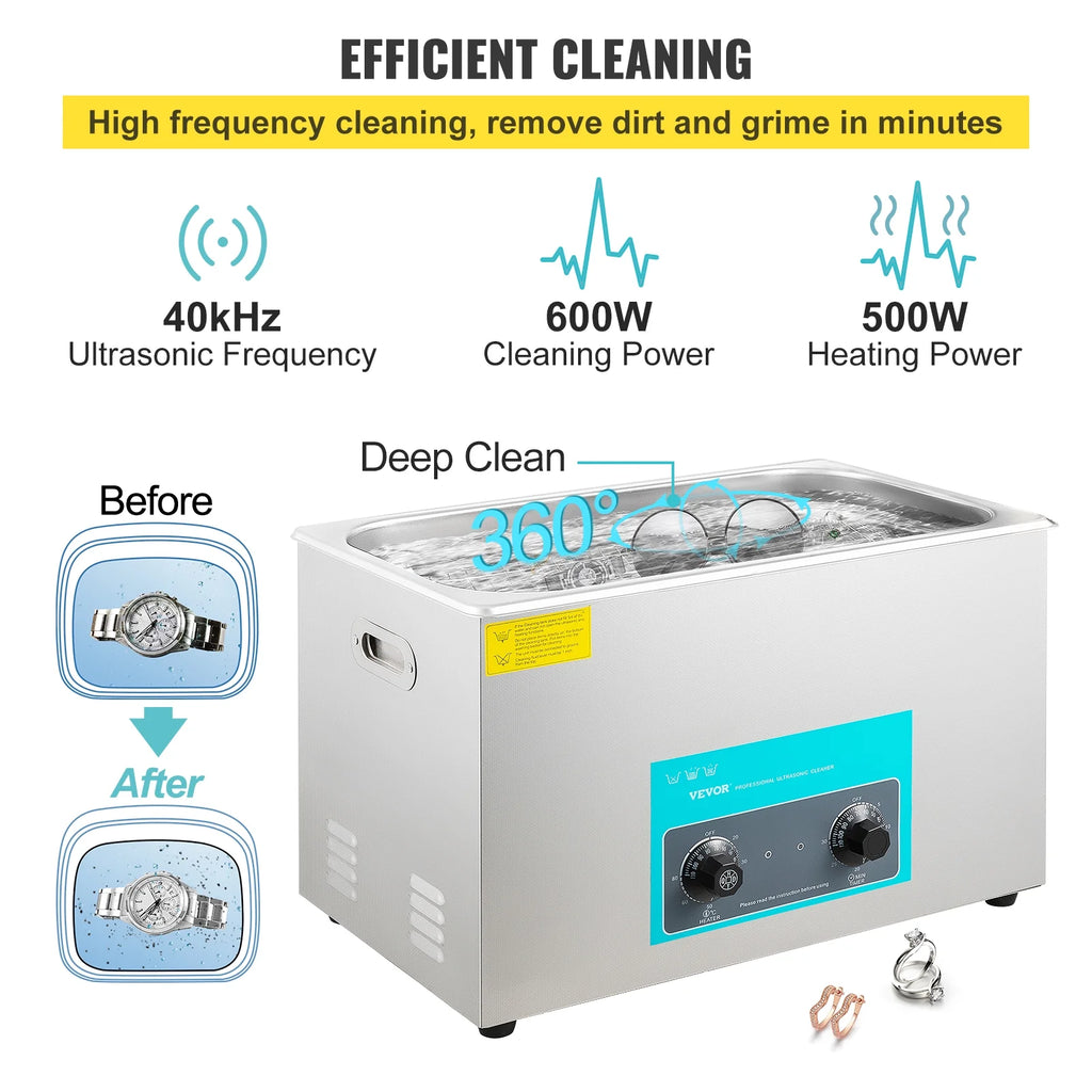 30L Ultrasonic Cleaner 304 Stainless Steel with Heater Timer G41657