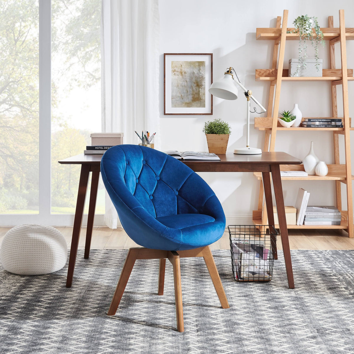 Velvet Tufted Round Swivel Accent Chair O6925