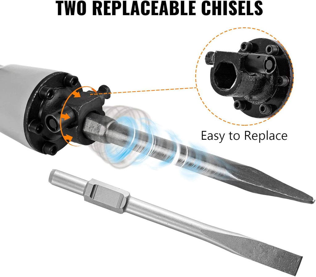 2200W Electric Demolition Hammer Concrete Breaker with Flat Chisel Bull Point Chisel N168