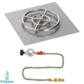 Match Light Fire Pit Kit Square Flat Pan 18x18 inch Pan 12 inch Burner Propane GAS LP Z74140