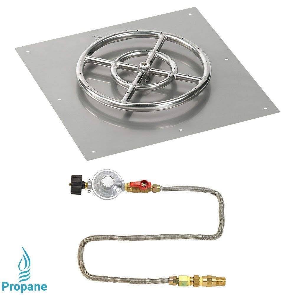 Match Light Fire Pit Kit Square Flat Pan 18x18 inch Pan 12 inch Burner Propane GAS LP Z74140