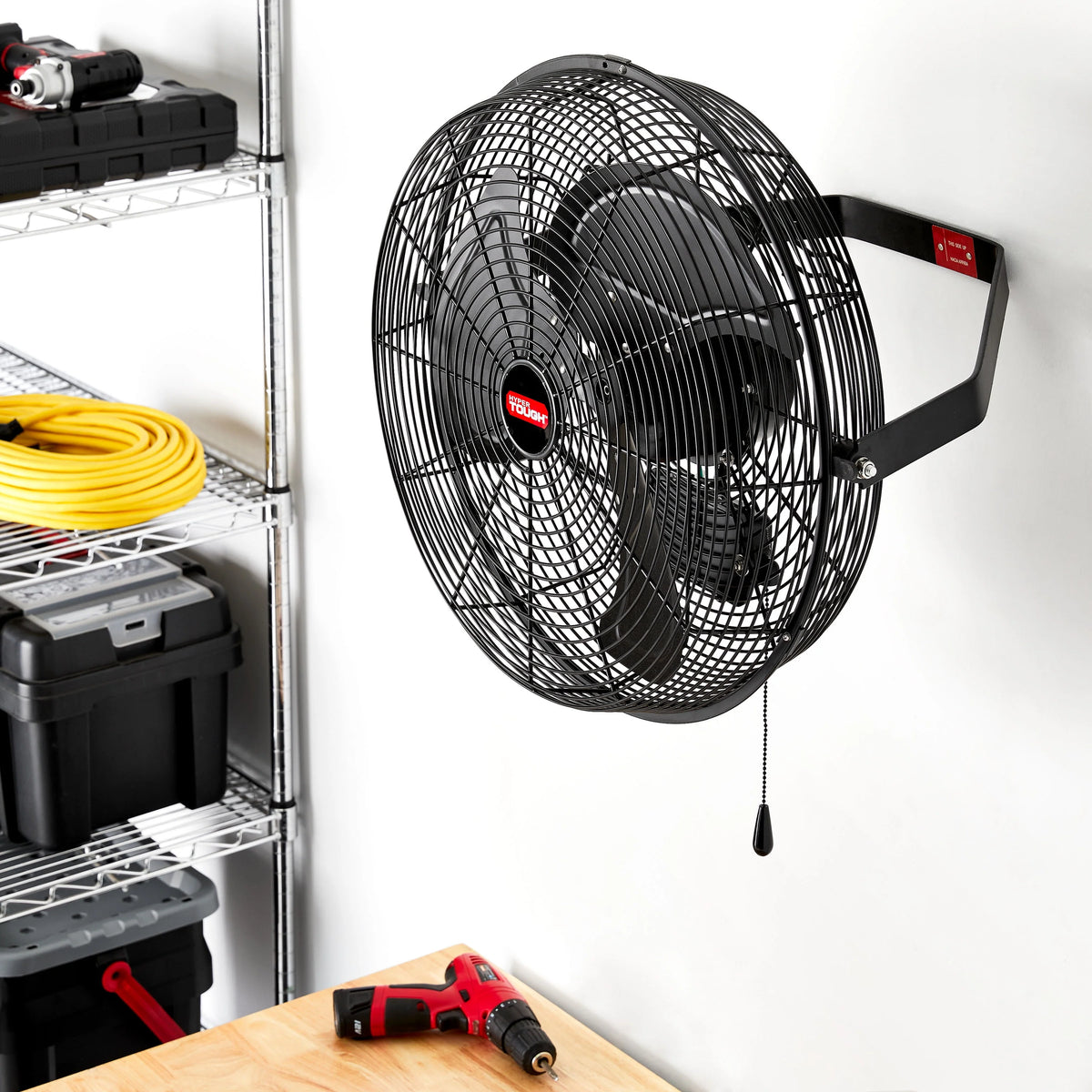 18 inch Black Outdoor Wall Mounted Fan with Misting Kit K96288
