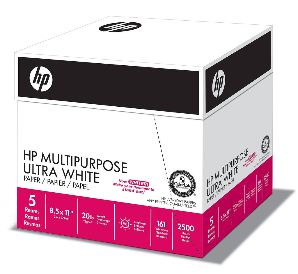 Multipurpose Ultra White 20lb 8.5x11 Letter 96 Bright 2500 Sheets Paper F312020
