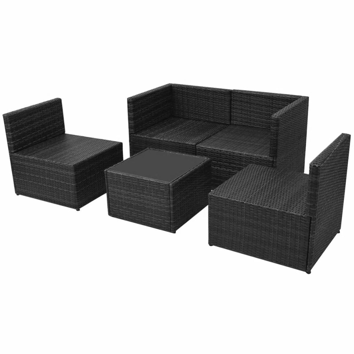 Black Poly Rattan 5 Piece Patio Set Z67986