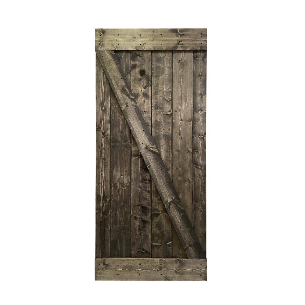Espresso 1-Panel Stained Pine Wood Single Barn Door H8703