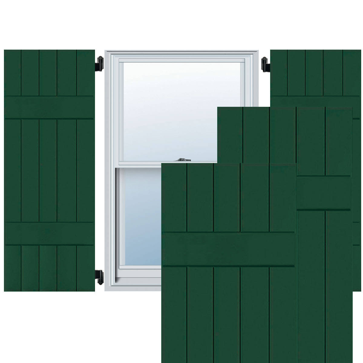 18 in. x 45 in. Real Wood Board and Batten Shutters Pair E672801