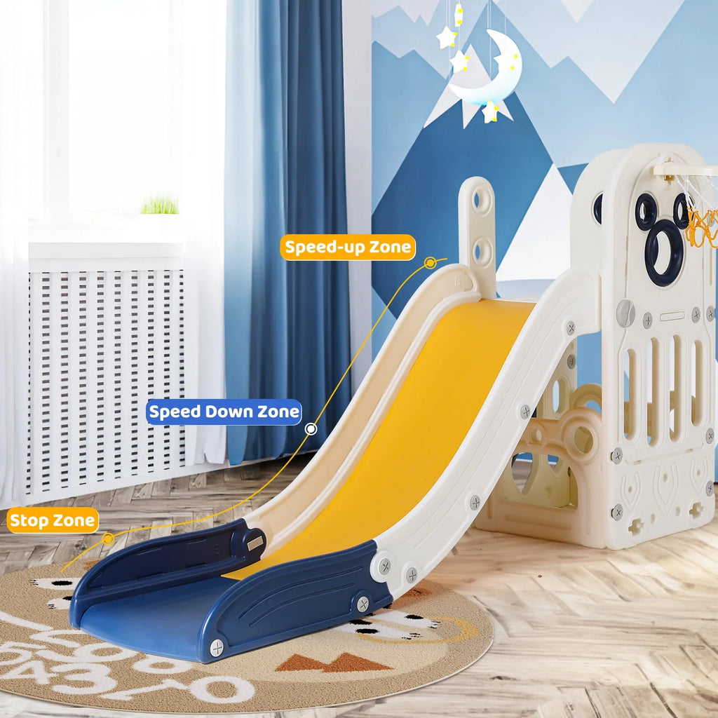 Plastic Toddler Slide with Basketball Hoop Y674414