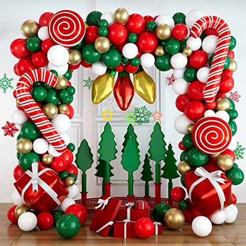 152Pcs Red White Green Gold Balloons Garland Kit O568631