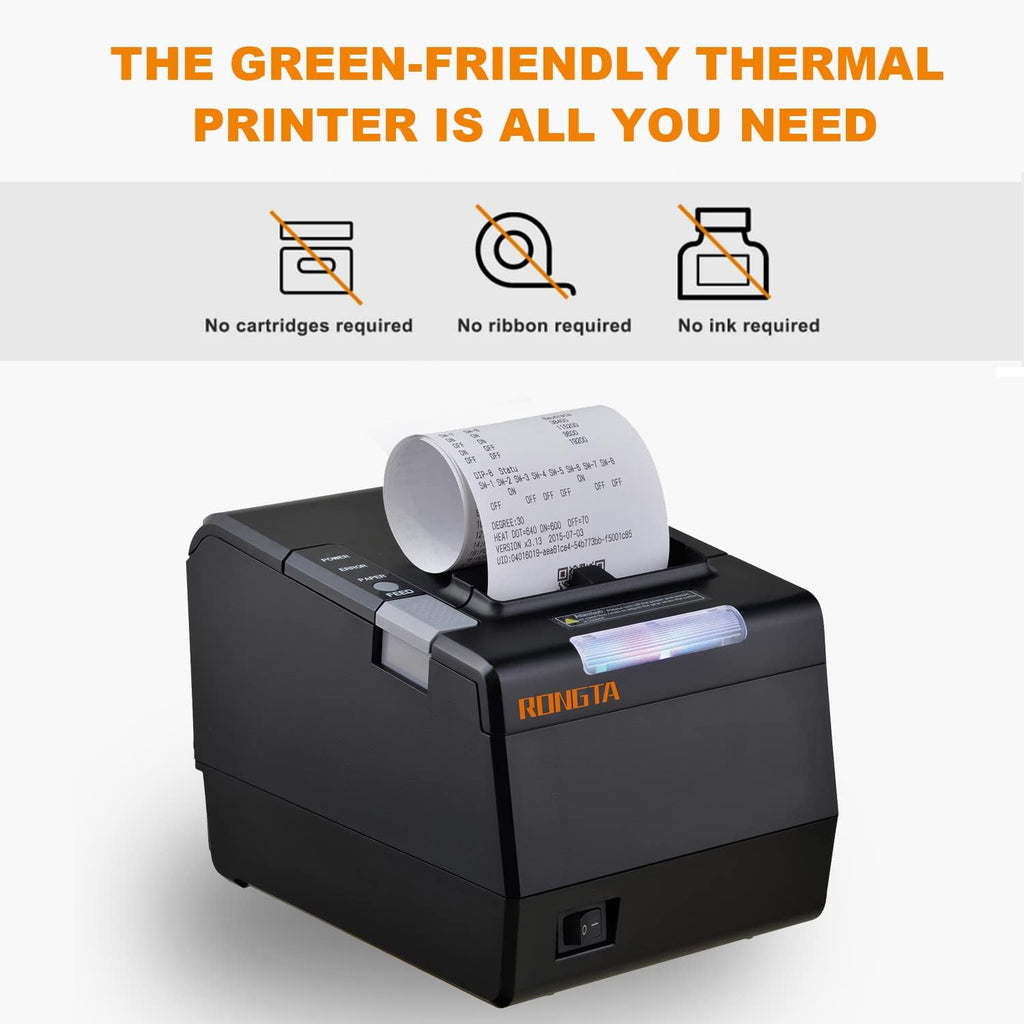 Commercial Direct Thermal Receipt Printer Auto Cutter USB Serial Ethernet 80MM F773324