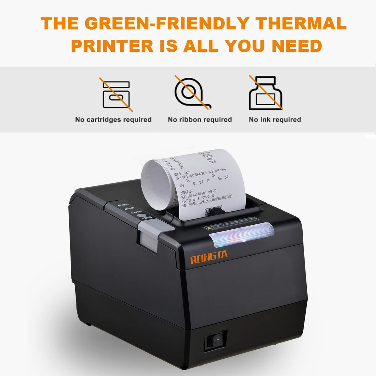 Commercial Direct Thermal Receipt Printer Auto Cutter USB Serial Ethernet 80MM F773324