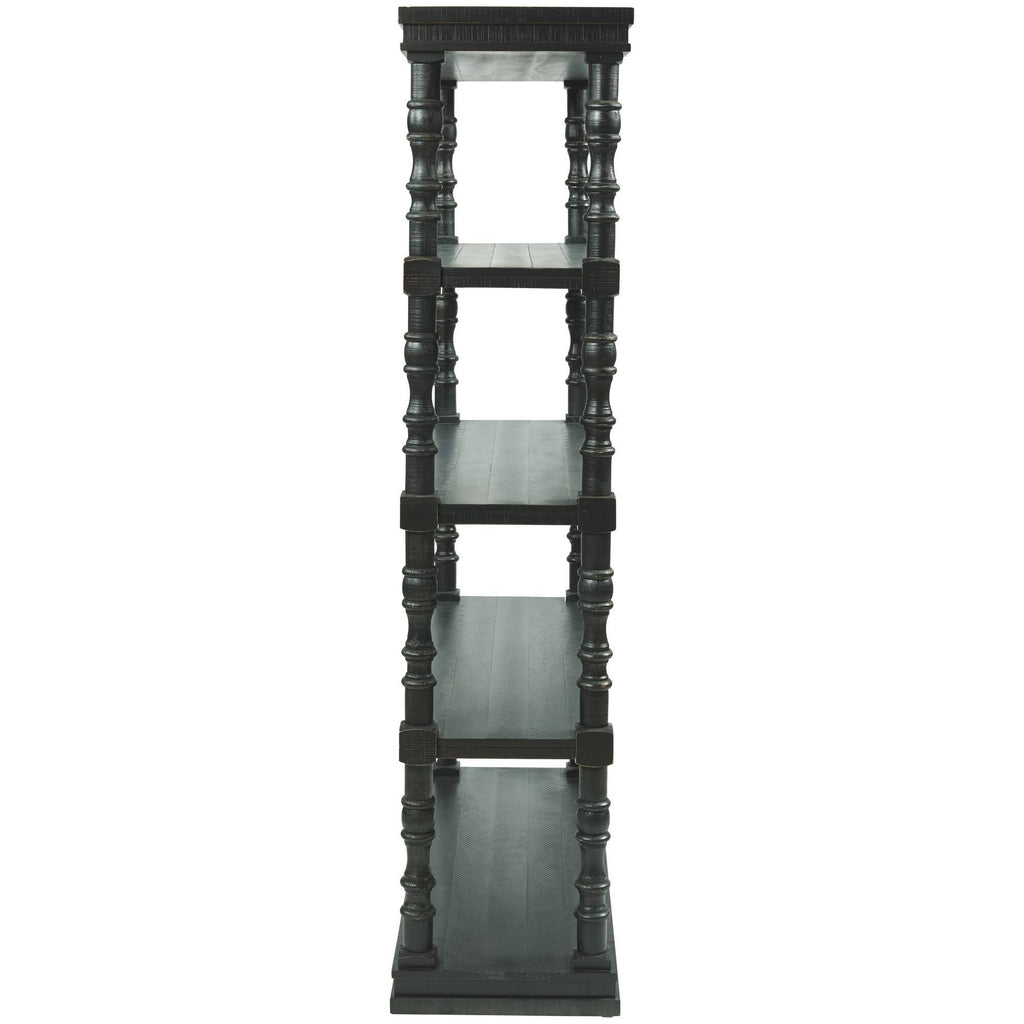 Antique Black 5 Tier Wooden Bookcase N620
