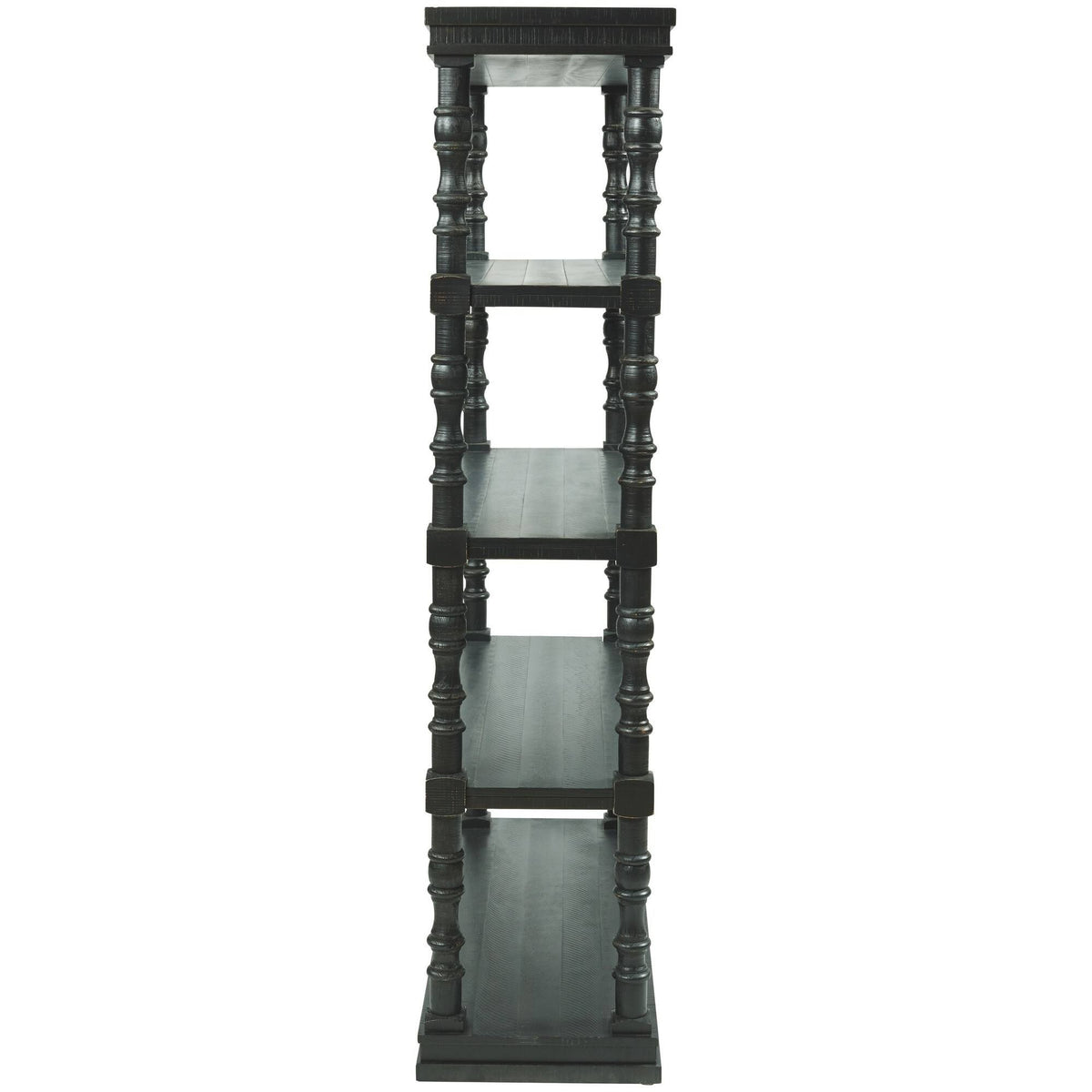 Antique Black 5 Tier Wooden Bookcase N620
