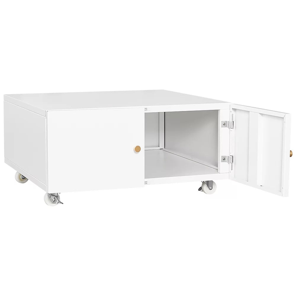 White Printer Stand with Storage Cabinet and Wheels I310
