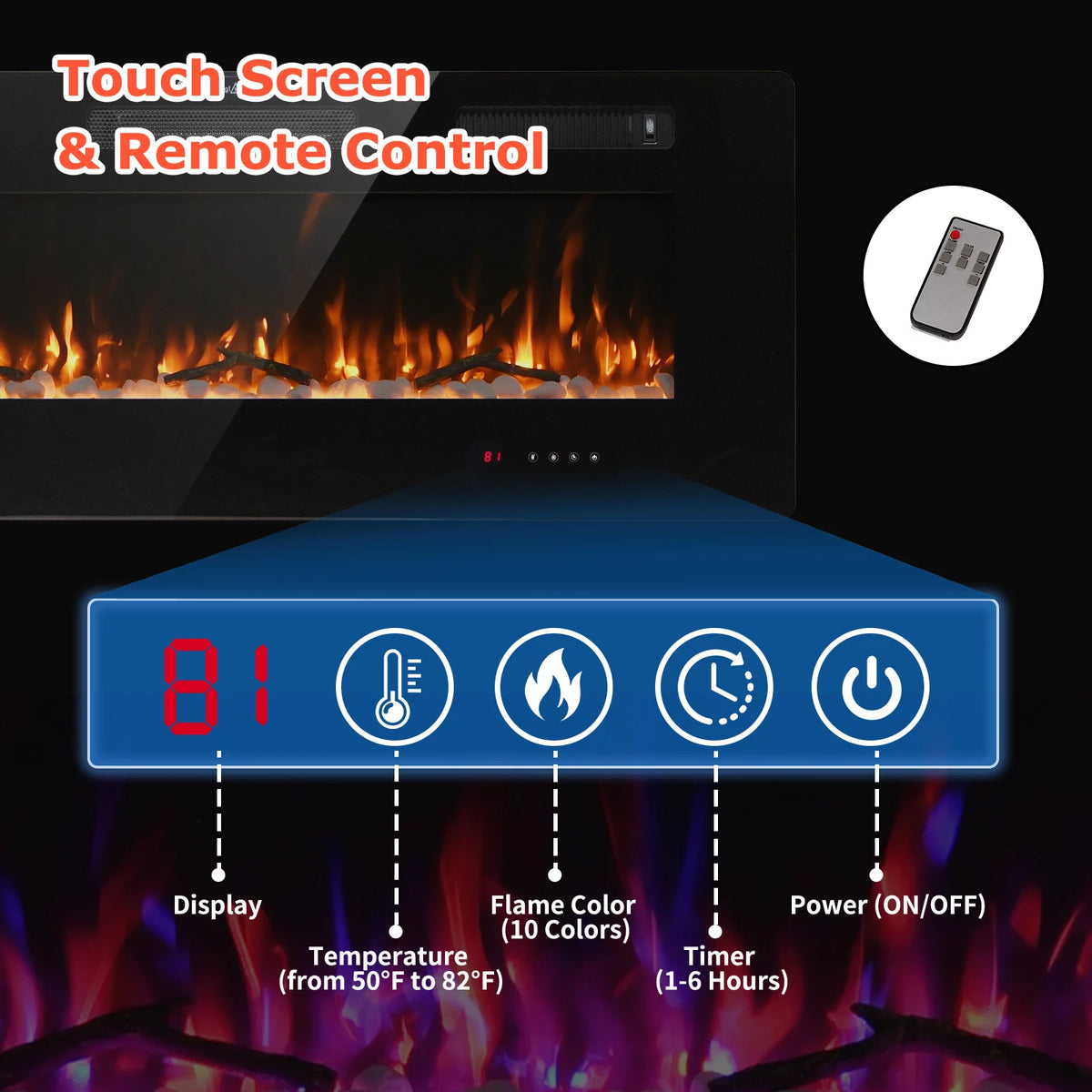 60" Wall Mounted Electric Fireplace W27933