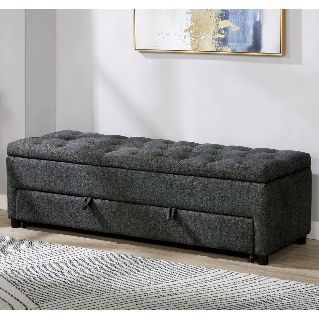 Dark Grey Tufted Storage Bench Y2772