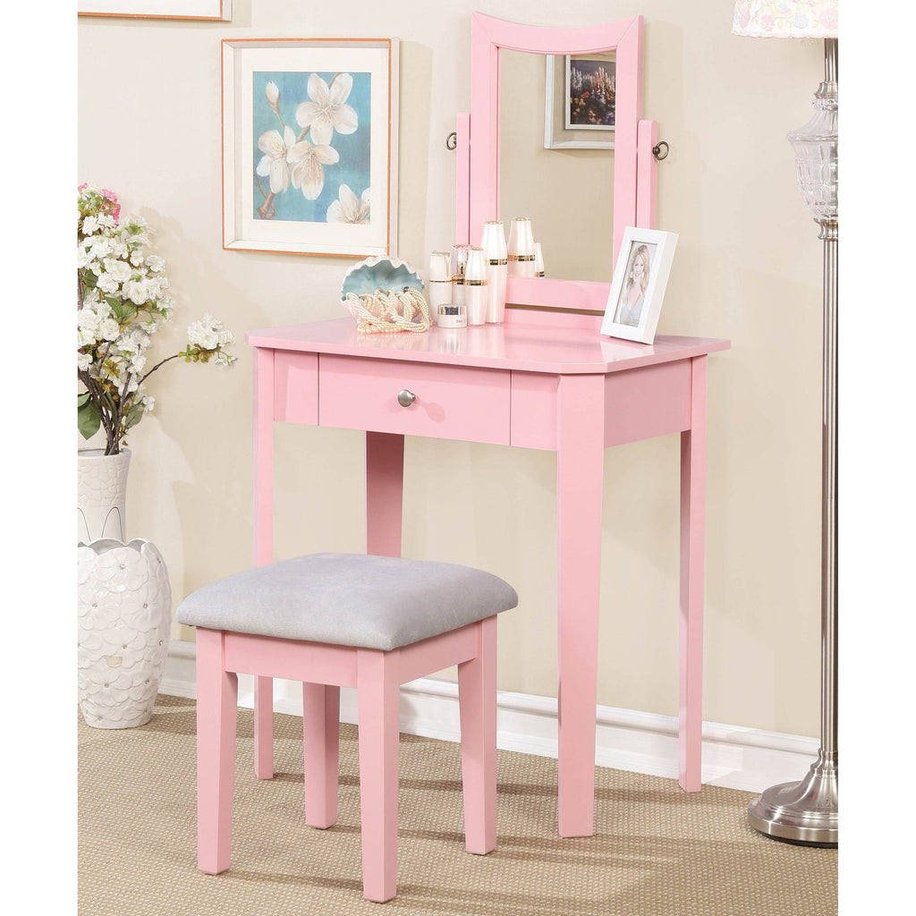 Pink 3-Piece Solid Wood Vanity Set K8431