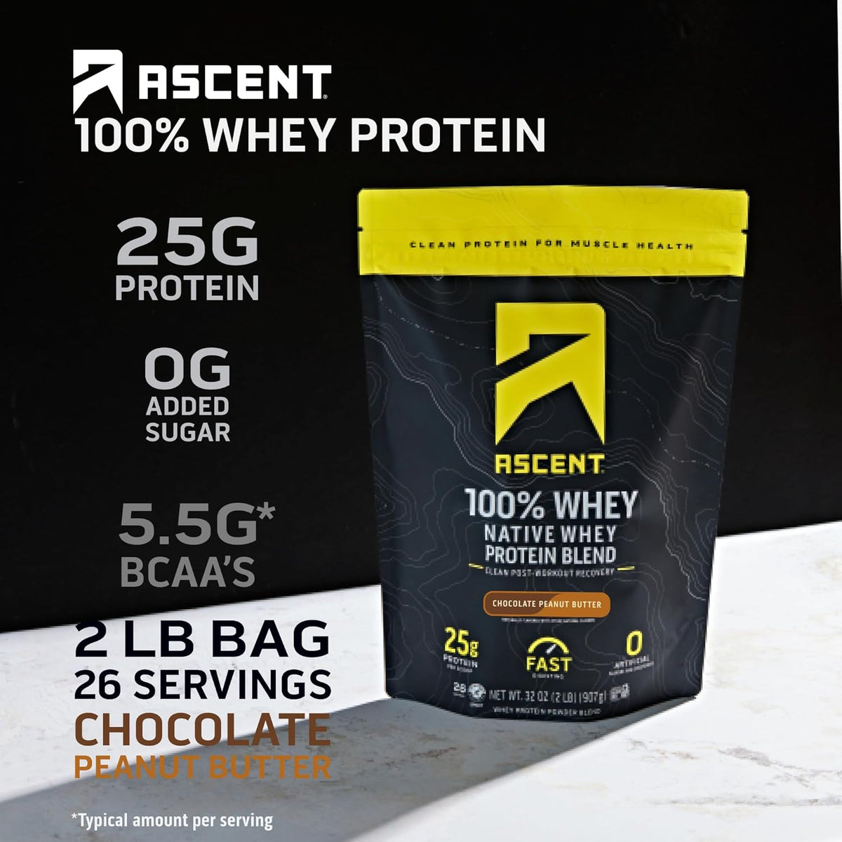 Chocolate Peanut Butter Whey Protein Powder 2 lb, Unflavored Creatine Monohydrate 45 Servings I818