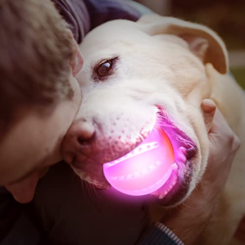 LED Dog Ball, Silicon Glowing Dog Toy Ball with USB Rechargeable E735