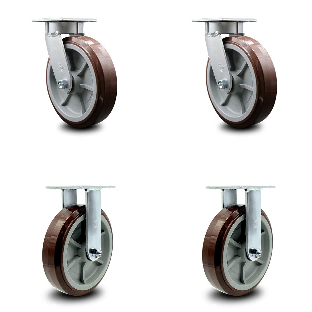 Swivel Top Plate Caster with 4 x 2 Maroon Wheel & Side Lock Brake Y317618