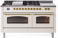 60 Dual Fuel Propane Gas Range Antique White Brass Trim B88450