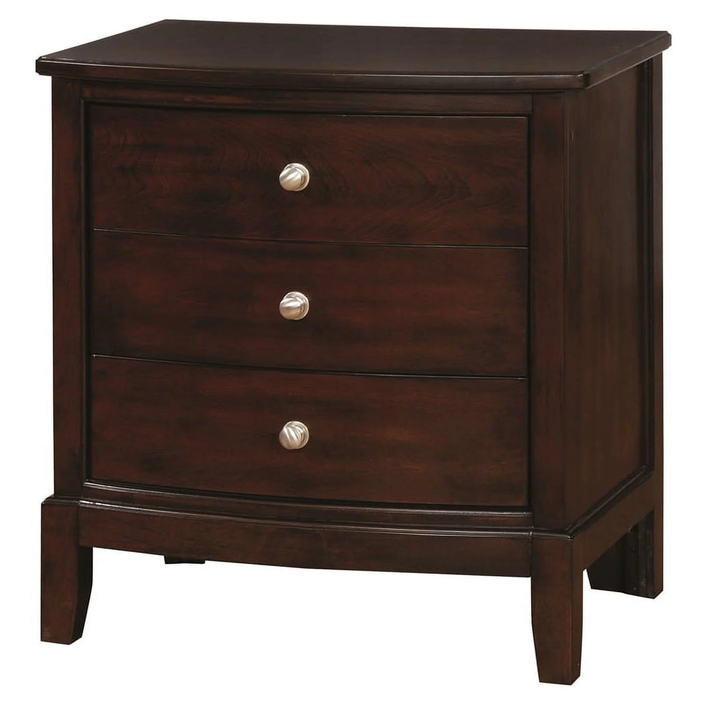 Brown Cherry Wood 3-Drawer Nightstand E913