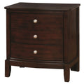 Brown Cherry Wood 3-Drawer Nightstand E913