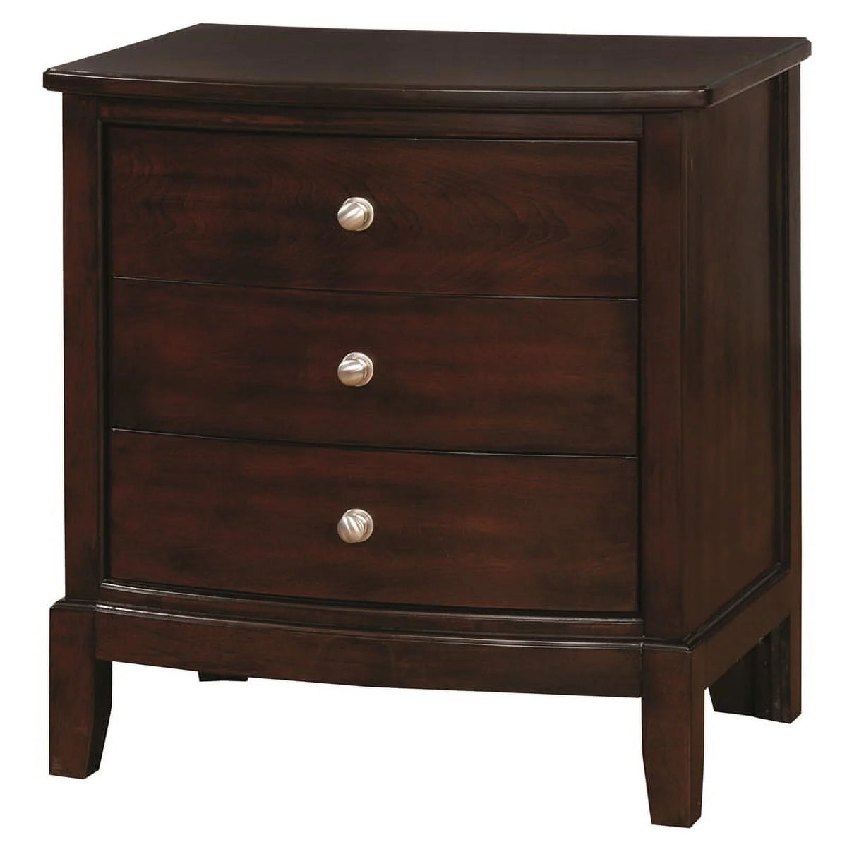Brown Cherry Wood 3-Drawer Nightstand E913
