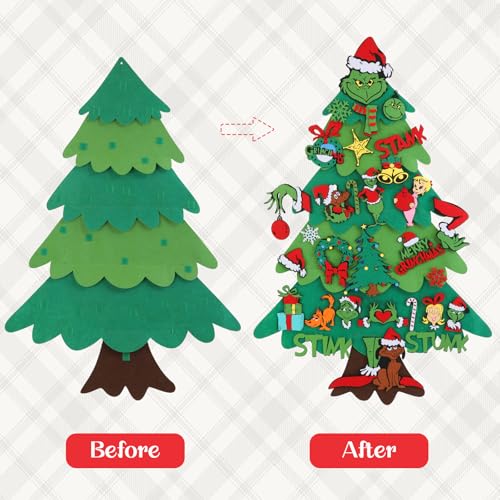 3.6FT DIY Felt Christmas Tree Set with 30PCS Ornaments X16896