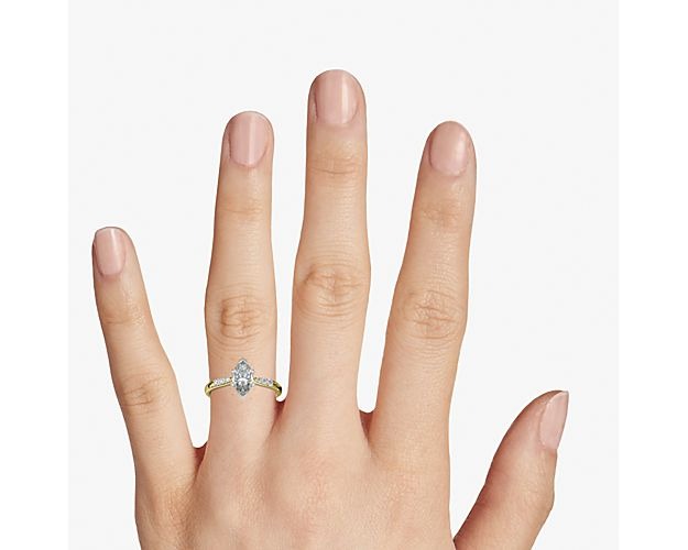 0.65 Carat Marquise Cut Real Diamond Solitaire Ring in Solid 14K Yellow Gold Size 7 A55314