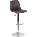 Brown Vinyl Adjustable Height Barstool with Chrome Base D84562