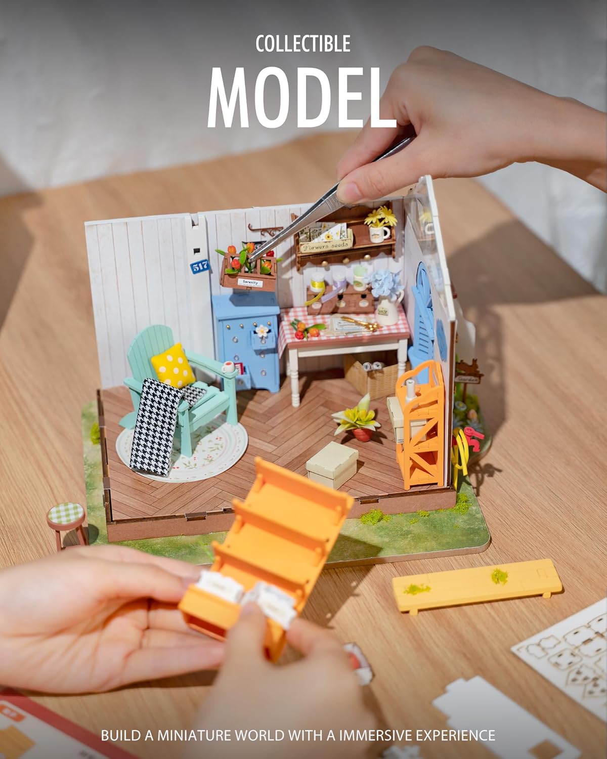 9.6" DIY Miniature Dollhouse Kit with LED J71936