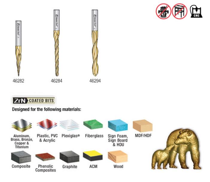 3-Pc CNC 2D/3D Carving Ball Nose Router Bit J7653