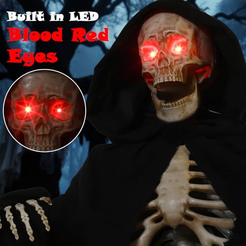 7FT Tall Animated Grim Reaper with Lighted Red Eyes M5253