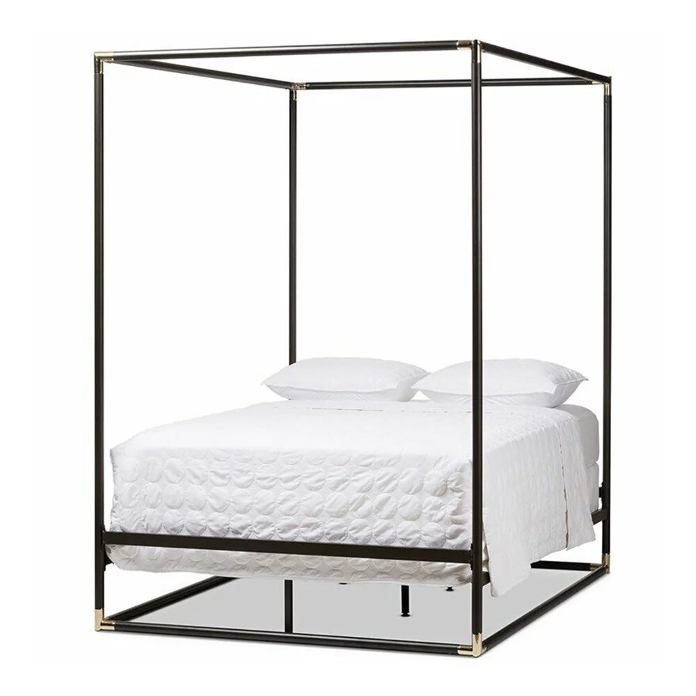 Queen Size Black Metal Canopy Bed Q84646