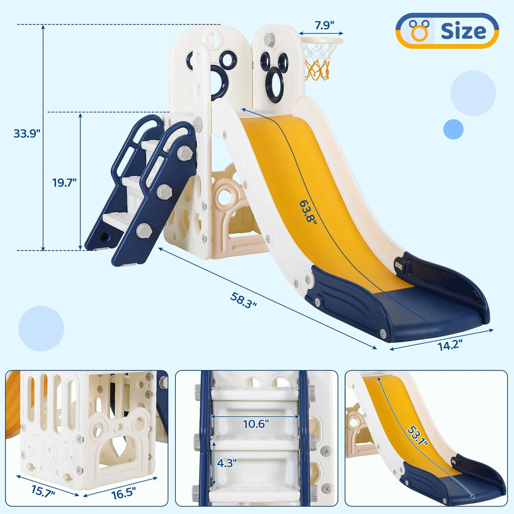 Plastic Toddler Slide with Basketball Hoop Y674414