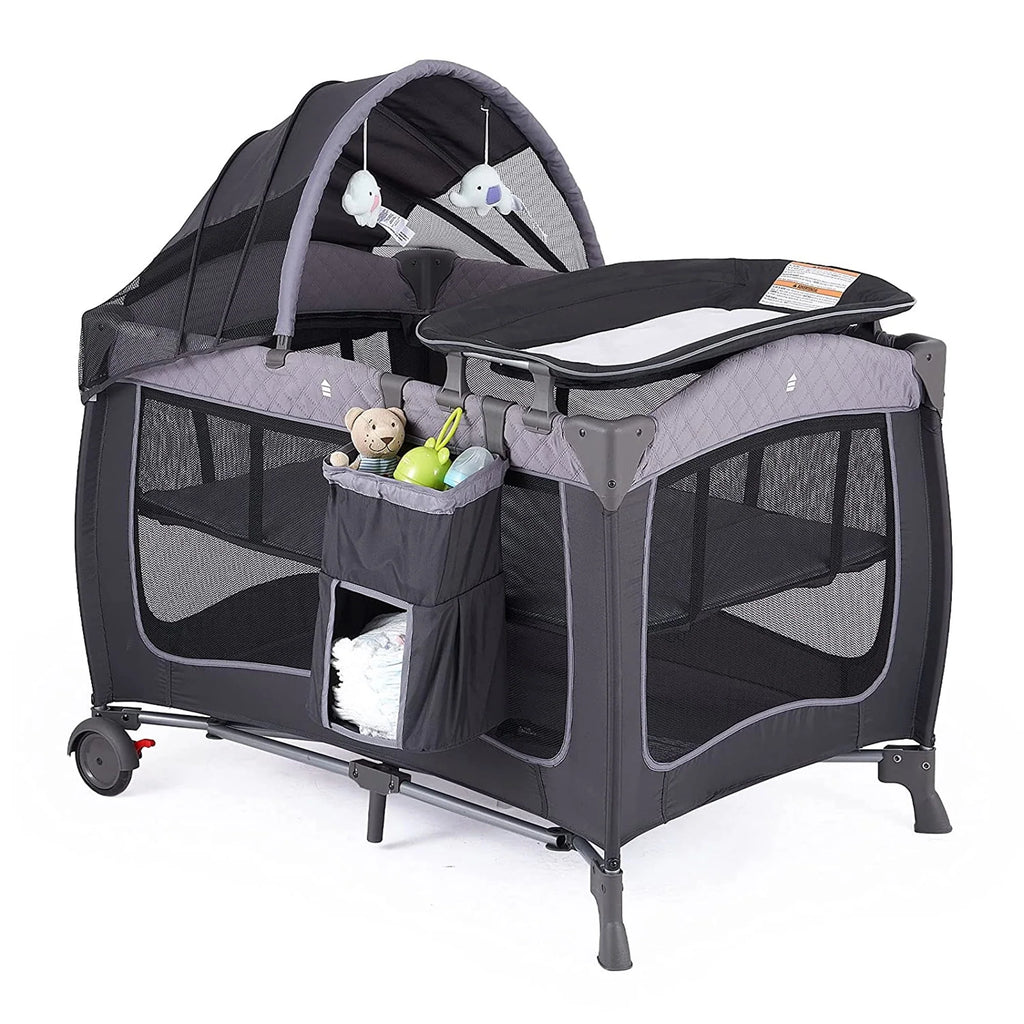 Portable Baby Play Yard with Wheels, Canopy, Changing Table X6600