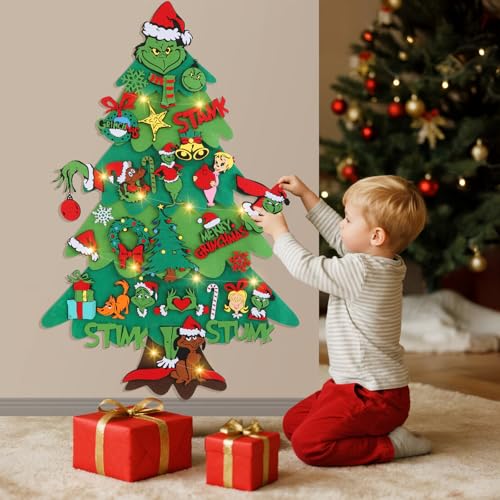 3.6FT DIY Felt Christmas Tree Set with 30PCS Ornaments X16896