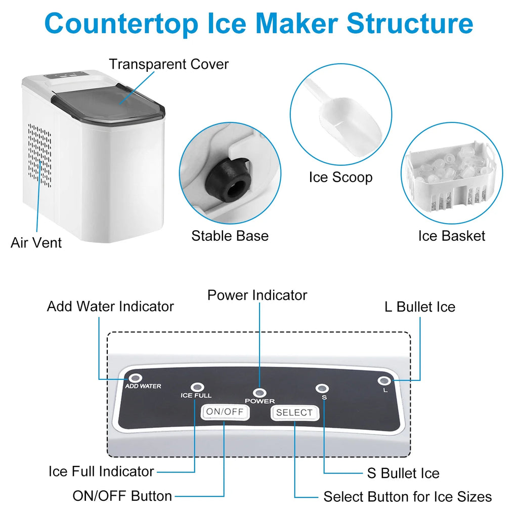 Portable Countertop Ice Maker with Ice Scoop and Basket V367687