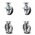 8 inch Kingpinless V Groove Semi Steel Wheel Swivel Caster Set 2 Swivel 2 Rigid I894574