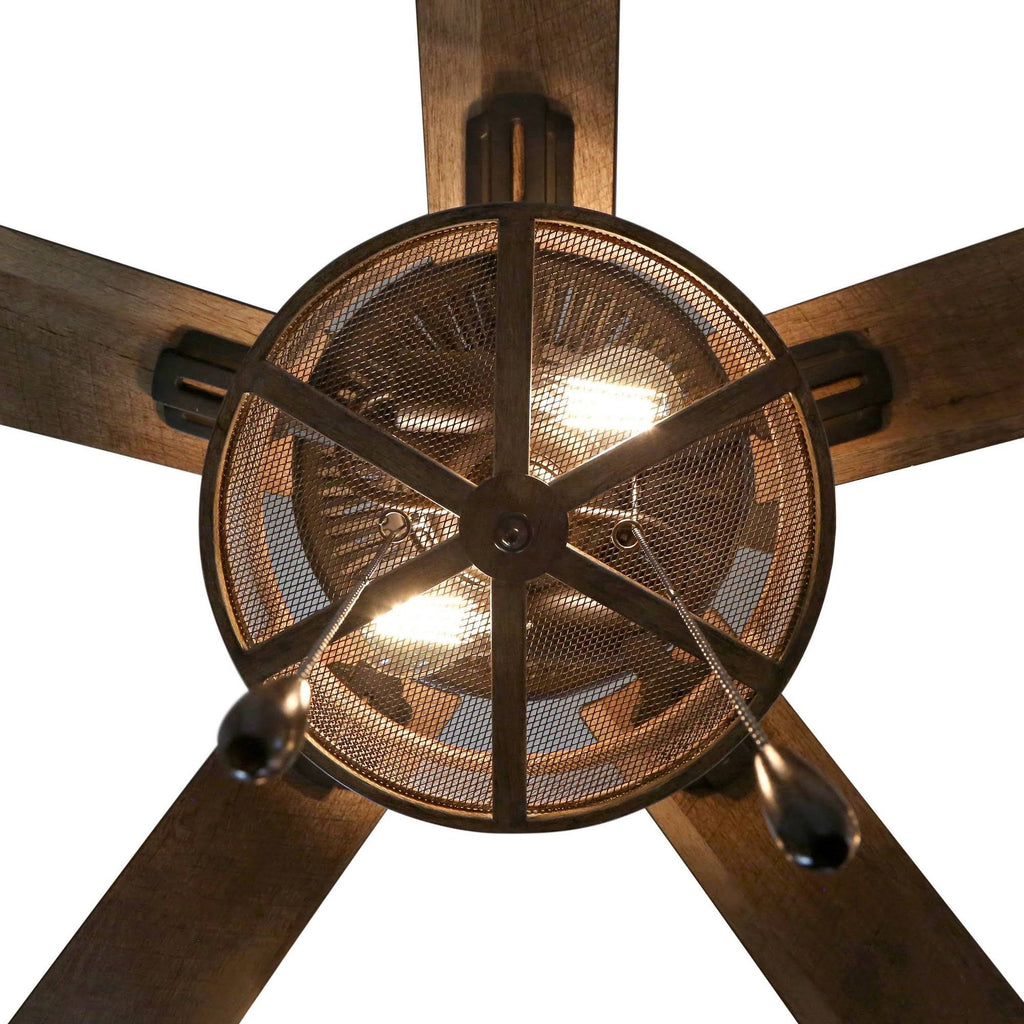 52x22 LED 5-Blade Woodgrain Caged Farmhouse Lighted Ceiling Fan Z762
