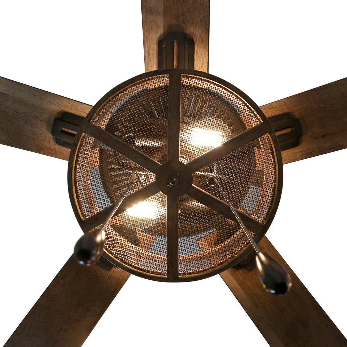 52x22 LED 5-Blade Woodgrain Caged Farmhouse Lighted Ceiling Fan Z762