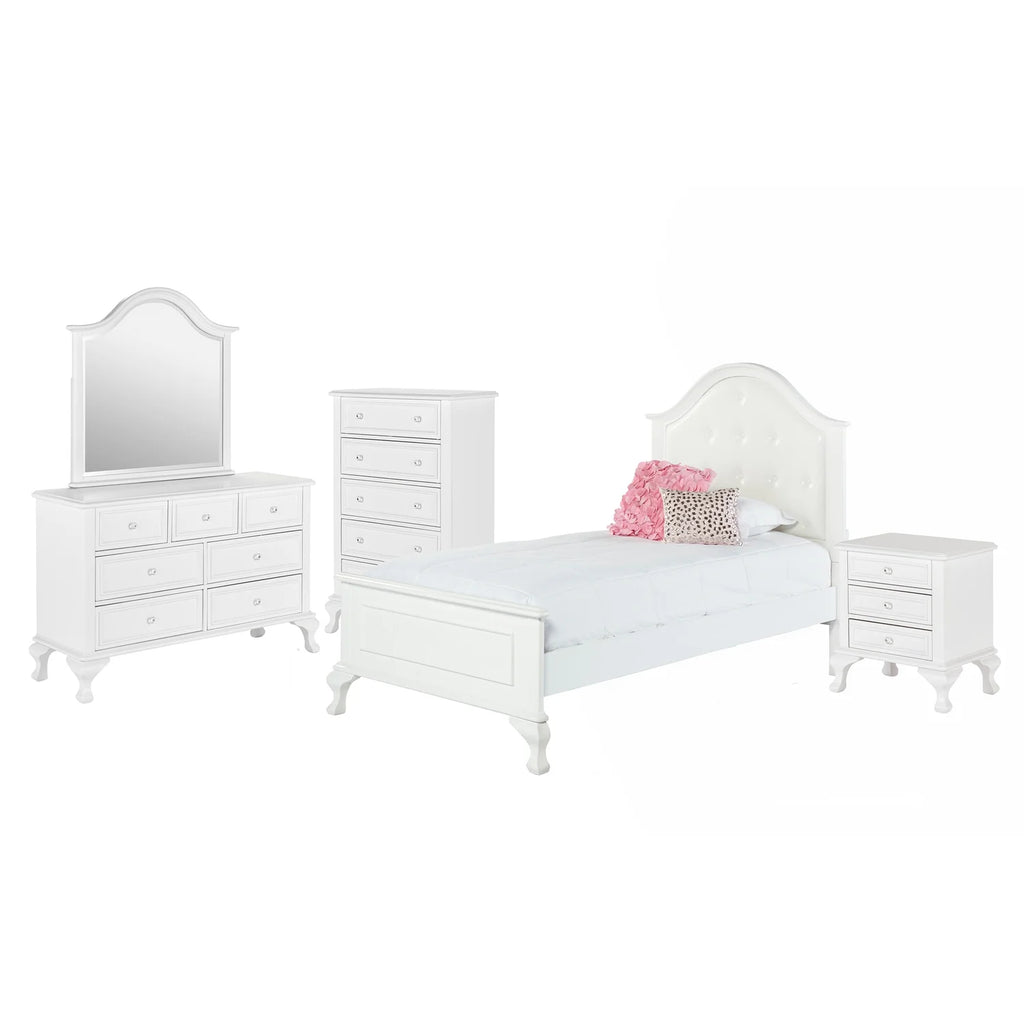 White 5 Piece Twin Kids Bedroom Set D6563