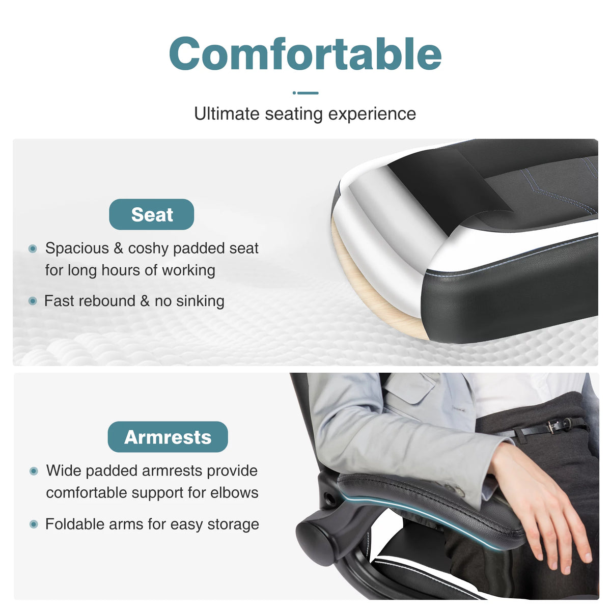 Black and White Ergonomic Office Chair with Lumbar Support F9997