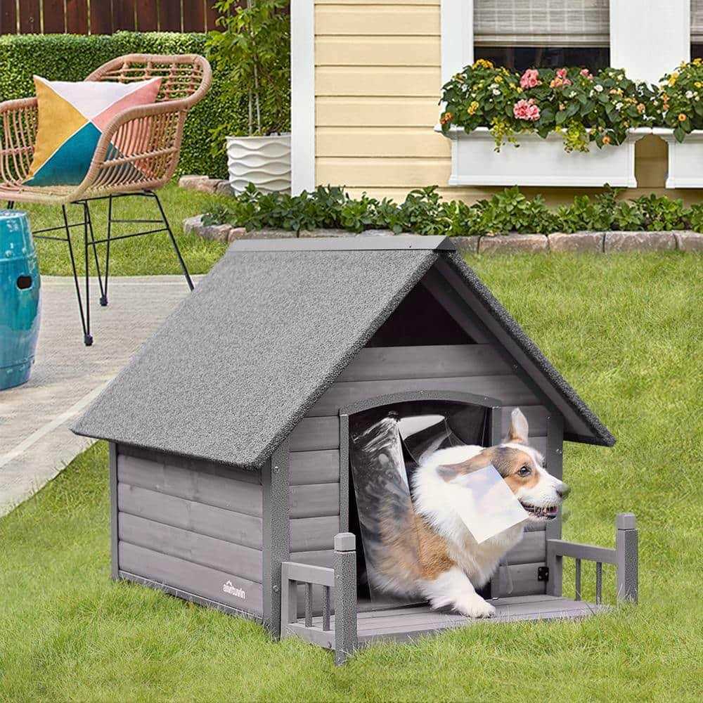 Outdoor Dog House with Porch Iron Frame O1043