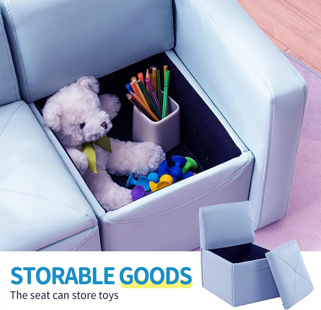 Kids 2-in-1 Sofa Convert to Table & 2 Chairs with Storage Box R14997