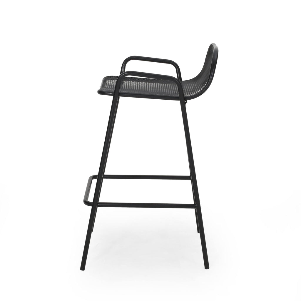 Matte Black Iron Barstool Set of 2 E996